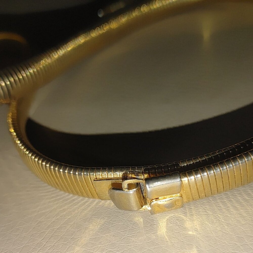 Vintage Large Snake Chain Belt Omega Gold Tone Retro Flexible Hook Clasp - Picture 8 of 8
